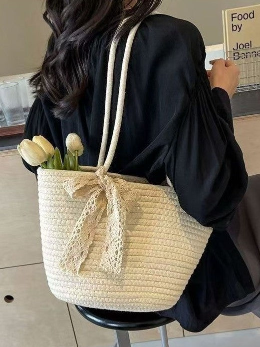 woven straw mesh tote bags
