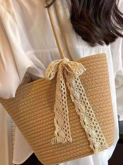 woven straw mesh tote bags