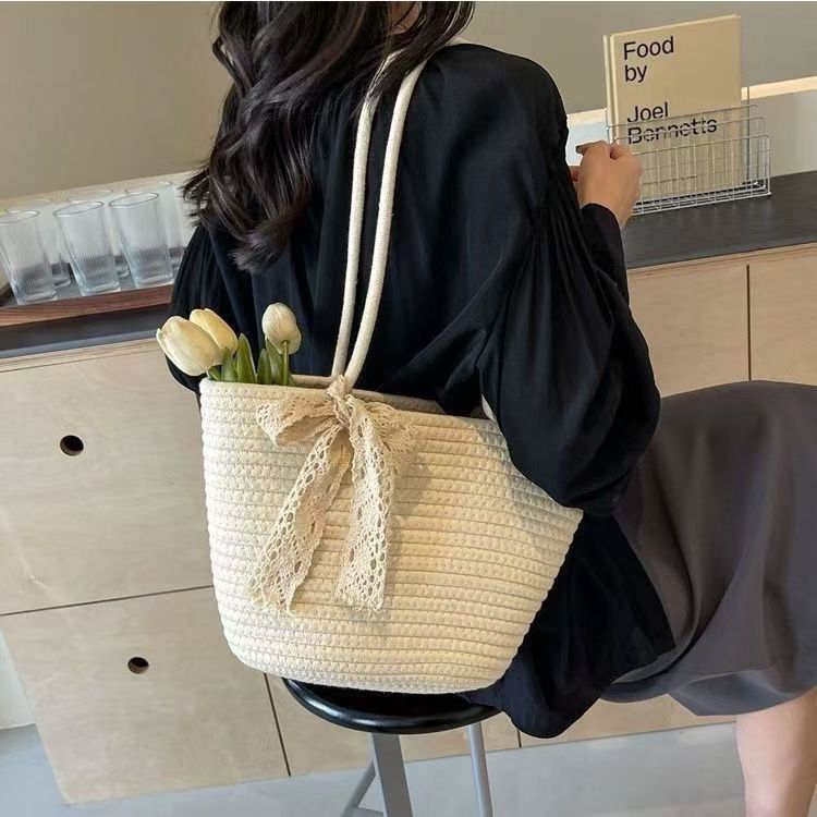 woven straw mesh tote bags